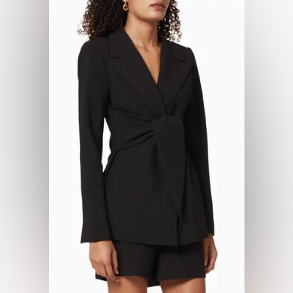 Good American Twill Tie Waist Belted Blazer Dark Green Size 4XL Academia Preppy - Picture 3 of 14